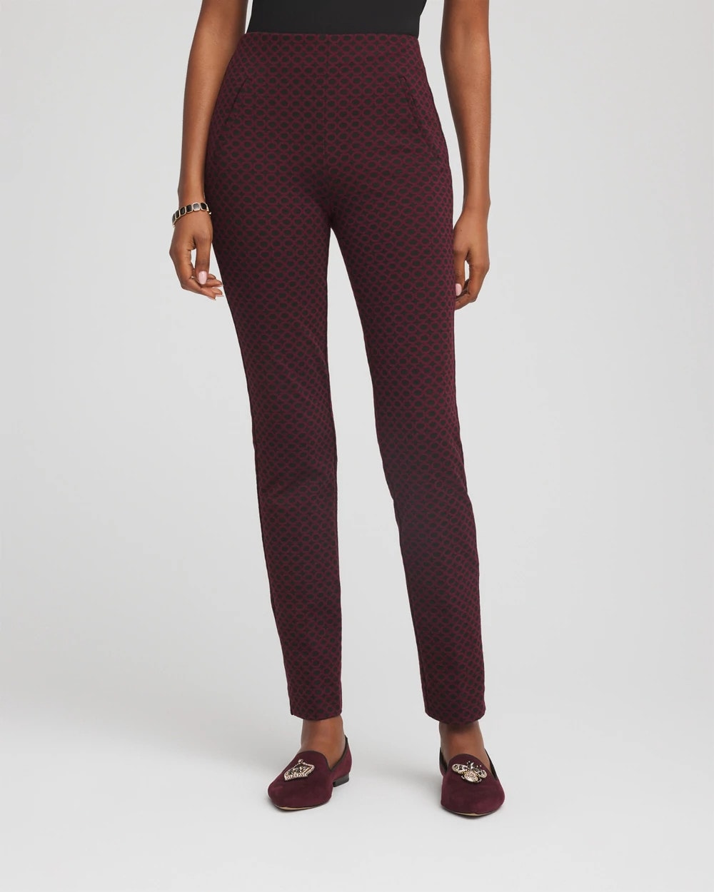 Chico's Petite Circle Jacquard Juliet Slim Ankle Pants