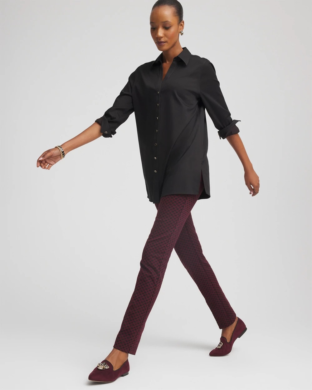 Chico's Petite Circle Jacquard Juliet Slim Ankle Pants
