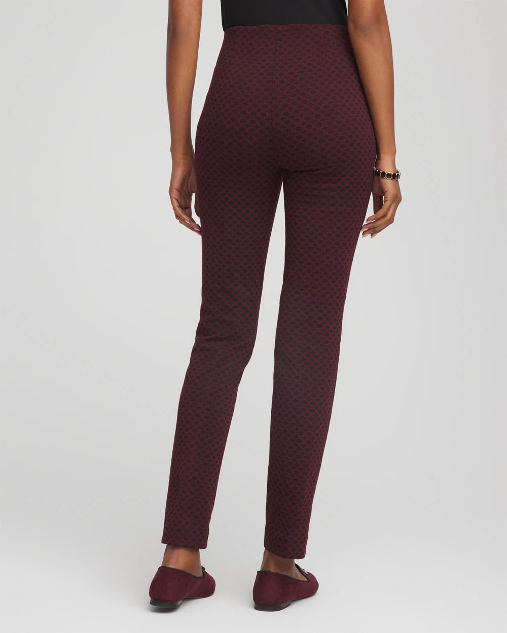 Chico's Petite Circle Jacquard Juliet Slim Ankle Pants