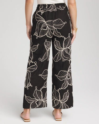 Chico's Petite Embroidered Wide-Leg Cropped Pants