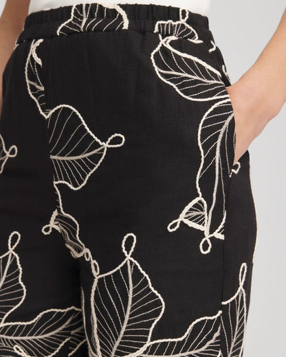 Chico's Petite Embroidered Wide-Leg Cropped Pants