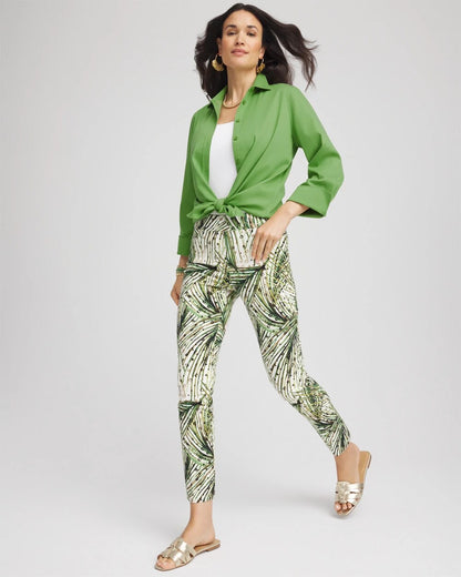 Chico's Petite Brigitte™ Slim Ankle Palm-Print Pants