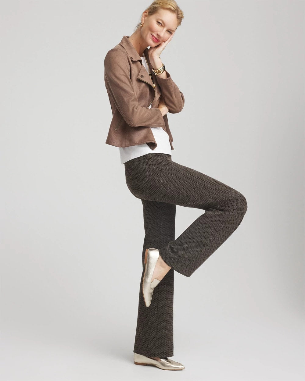 Chico's Juliet Jacquard Full-Length Ponte Pants
