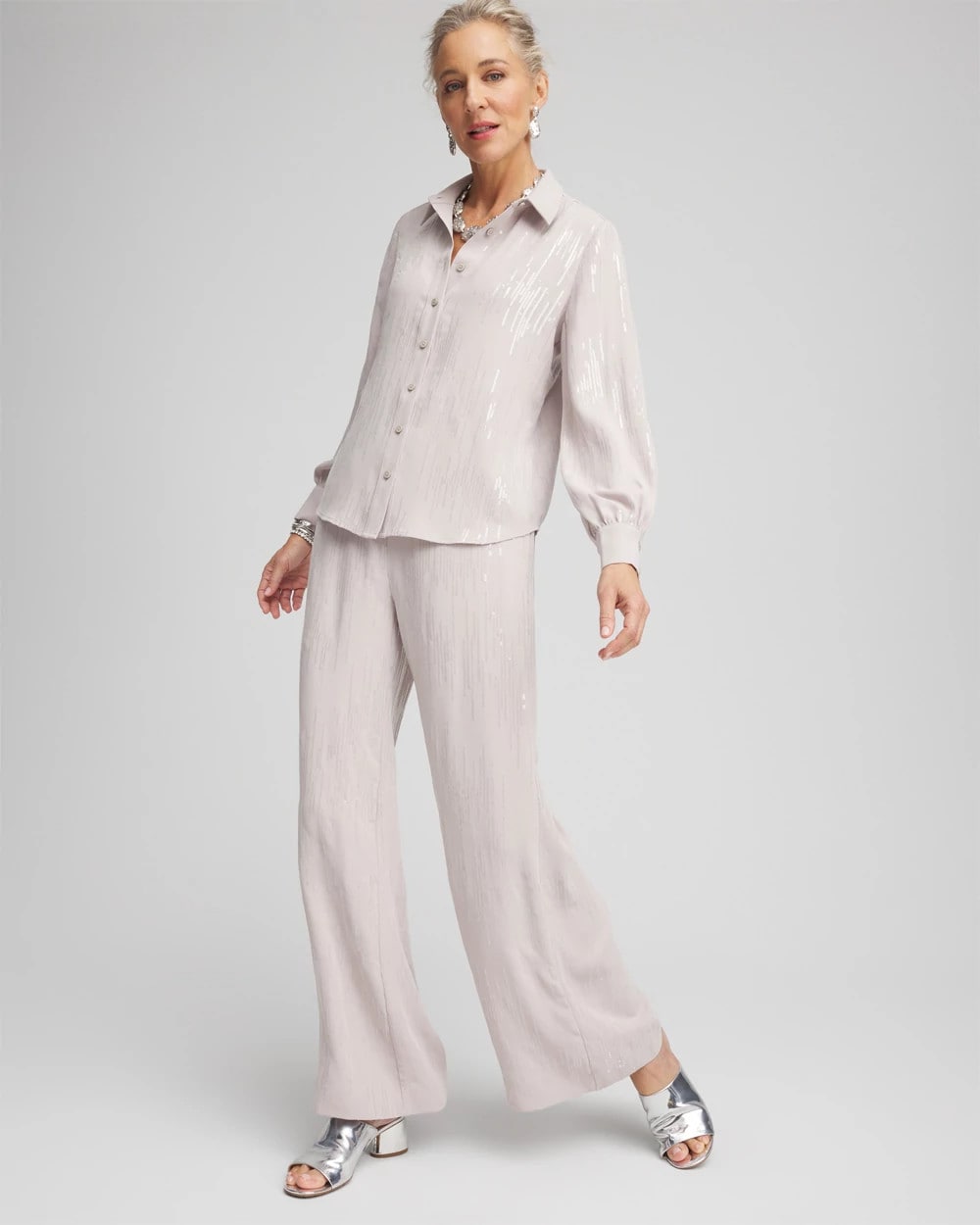 Chico's Petite Sequin Wide Leg Pant