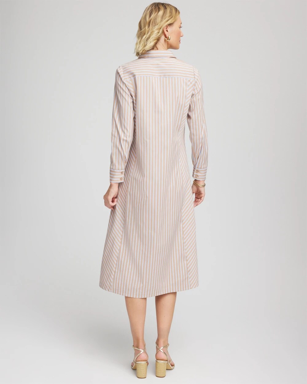 Chico's Petite Vanilla Chai Striped Shirtdress