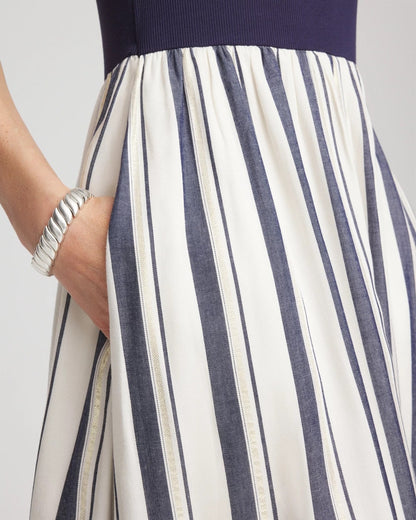 Chico's Petite Mixed Metallic Striped Maxi Dress