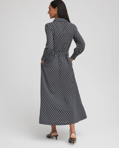 Chico's Petite Chain Print Maxi Shirtdress
