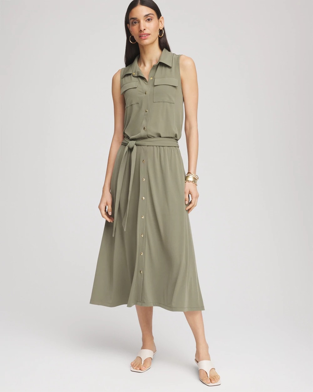 Chico's Petite Travelers™ Knit Sleeveless Shirtdress