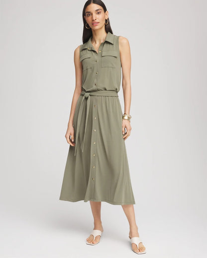 Chico's Petite Travelers™ Knit Sleeveless Shirtdress