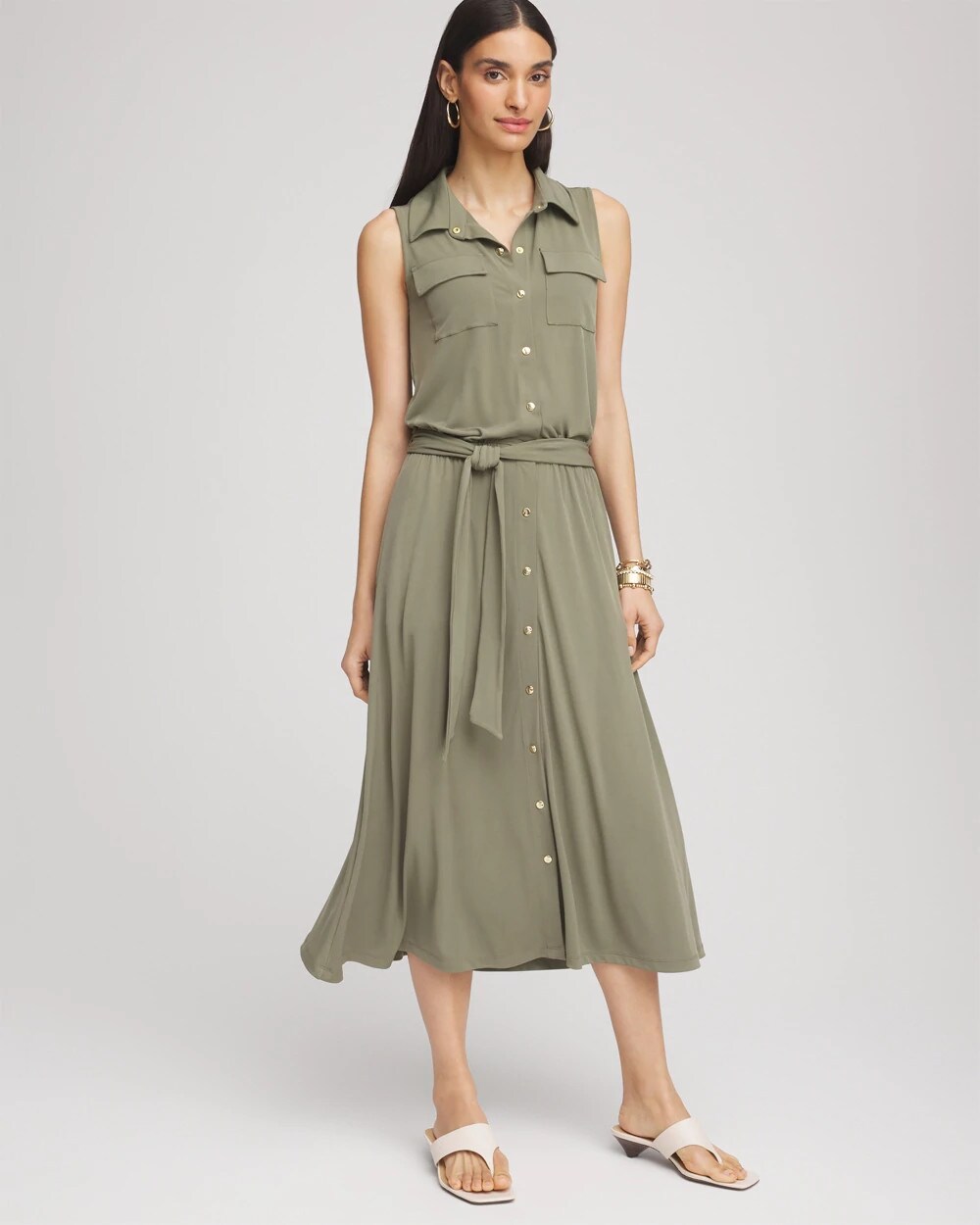 Chico's Petite Travelers™ Knit Sleeveless Shirtdress