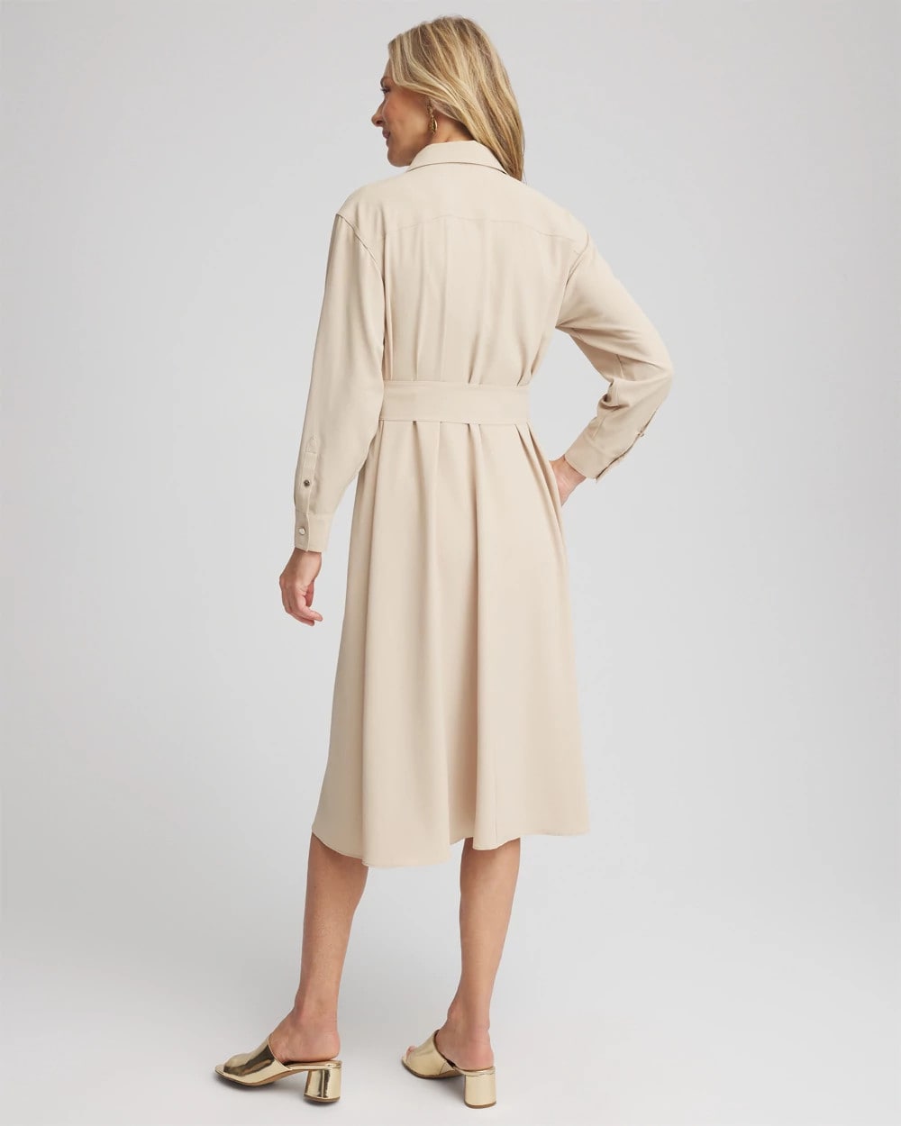 Chico's Twill Belted Midi Shirtdress