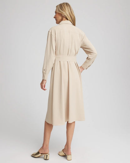 Chico's Twill Belted Midi Shirtdress