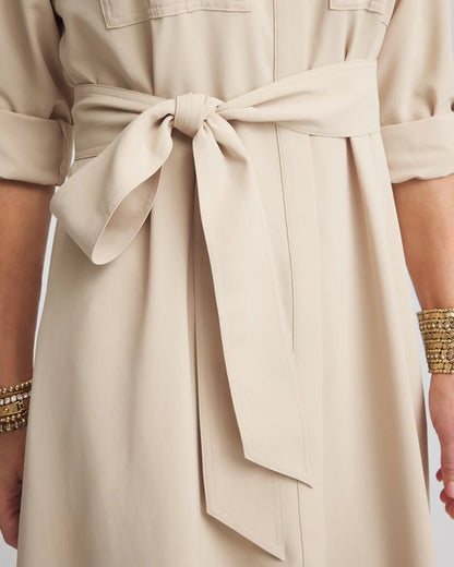 Chico's Twill Belted Midi Shirtdress