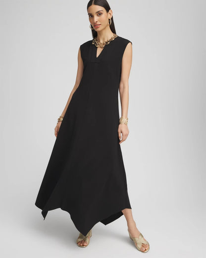Chico's Petite Trapunto Placket Midi Dress