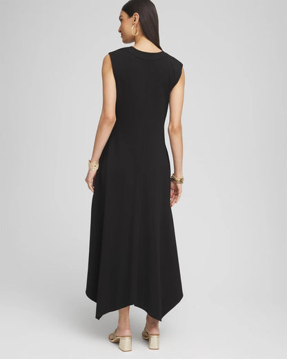Chico's Petite Trapunto Placket Midi Dress