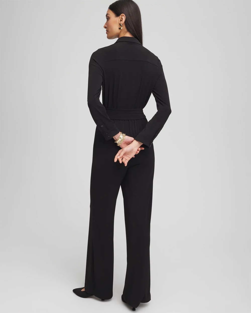 Chico's Petite Belted Jersey Maxi Jumpsuit