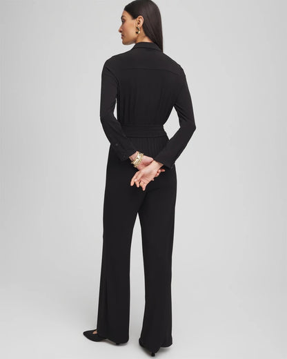 Chico's Petite Belted Jersey Maxi Jumpsuit