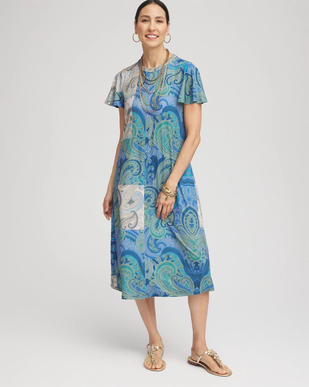 Chico's Petite Trapunto Midi Jersey-Knit Dress