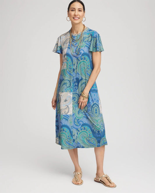 Chico's Petite Trapunto Midi Jersey-Knit Dress