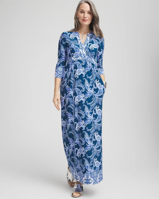 Chico's Petite Long Sleeved Jersey Maxi Dress