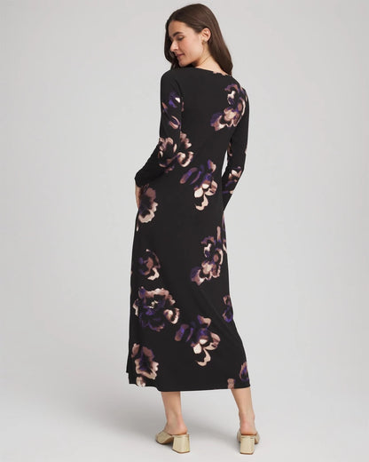 Chico's Petite Floral Boatneck Column Maxi Dress