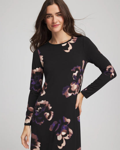 Chico's Petite Floral Boatneck Column Maxi Dress