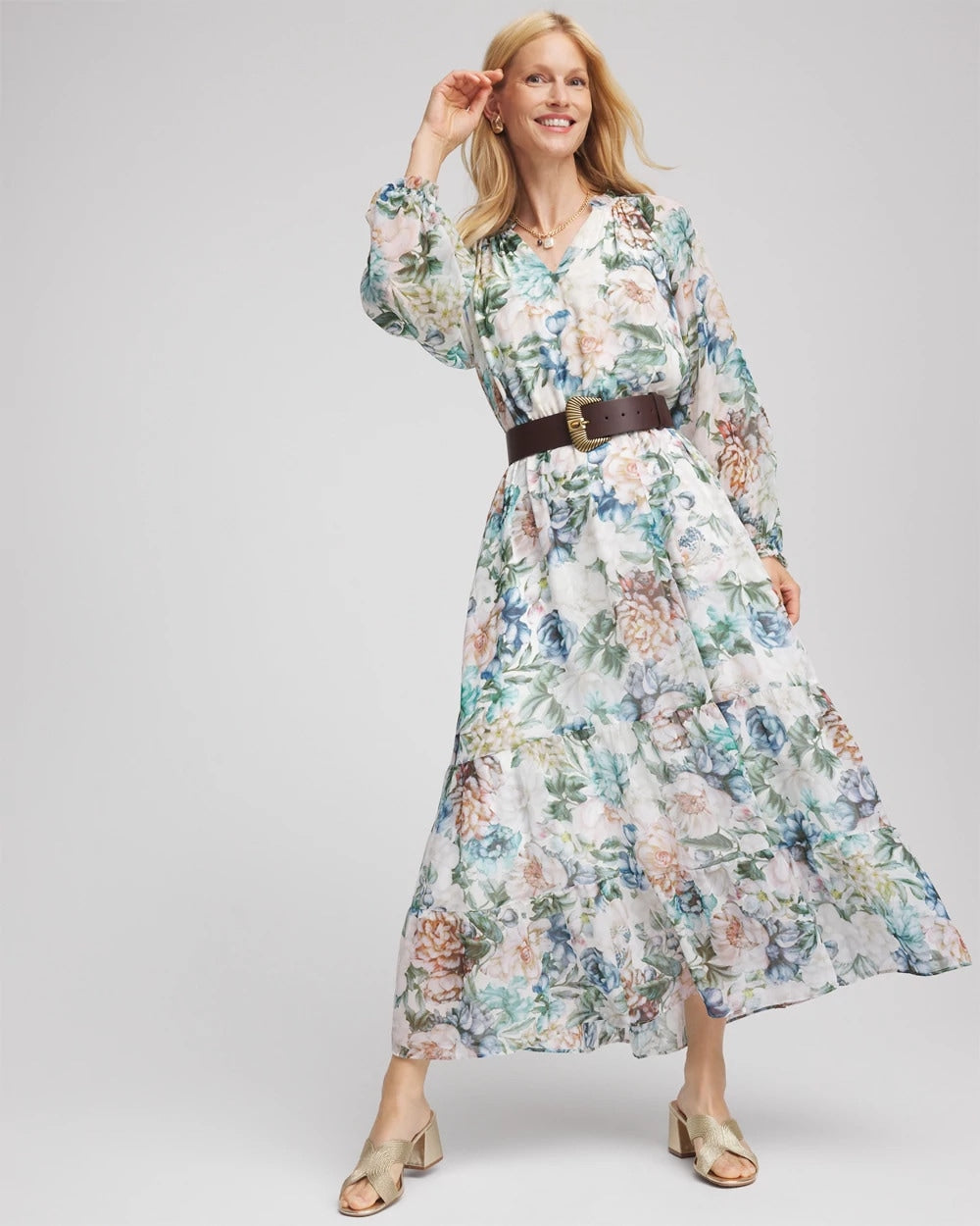 Chico's Petite Georgette Tie-Front Maxi Dress