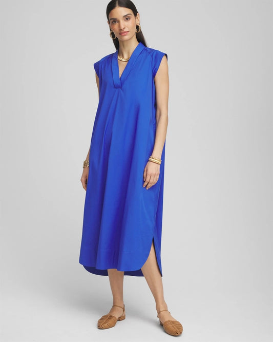 Chico's Petite Popover Poplin Maxi Dress