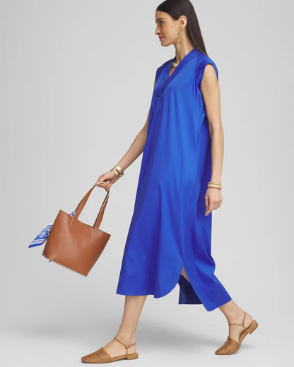 Chico's Petite Popover Poplin Maxi Dress