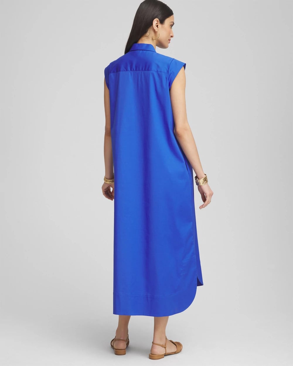 Chico's Petite Popover Poplin Maxi Dress