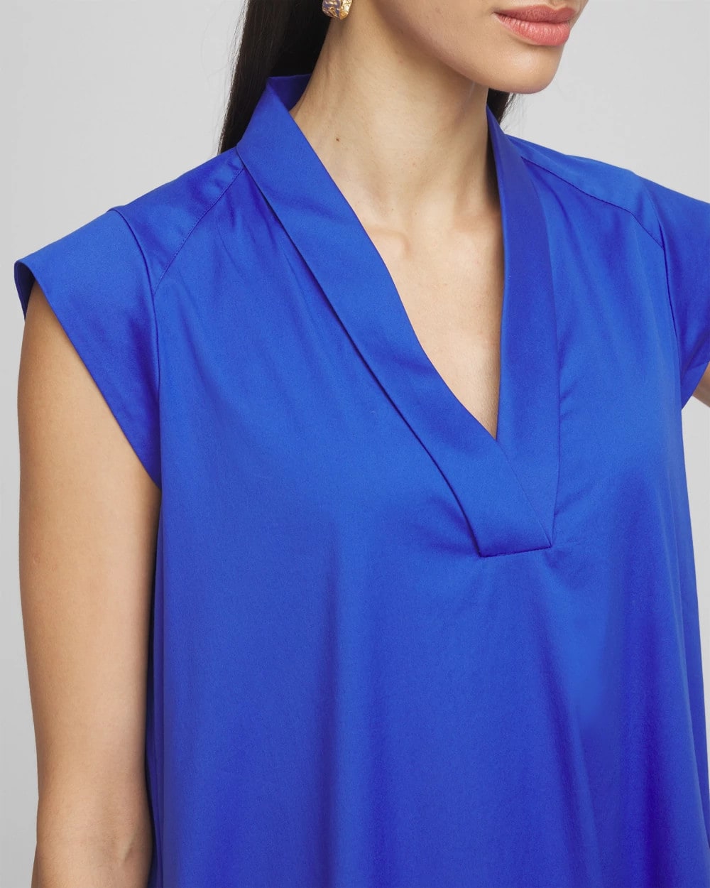 Chico's Petite Popover Poplin Maxi Dress