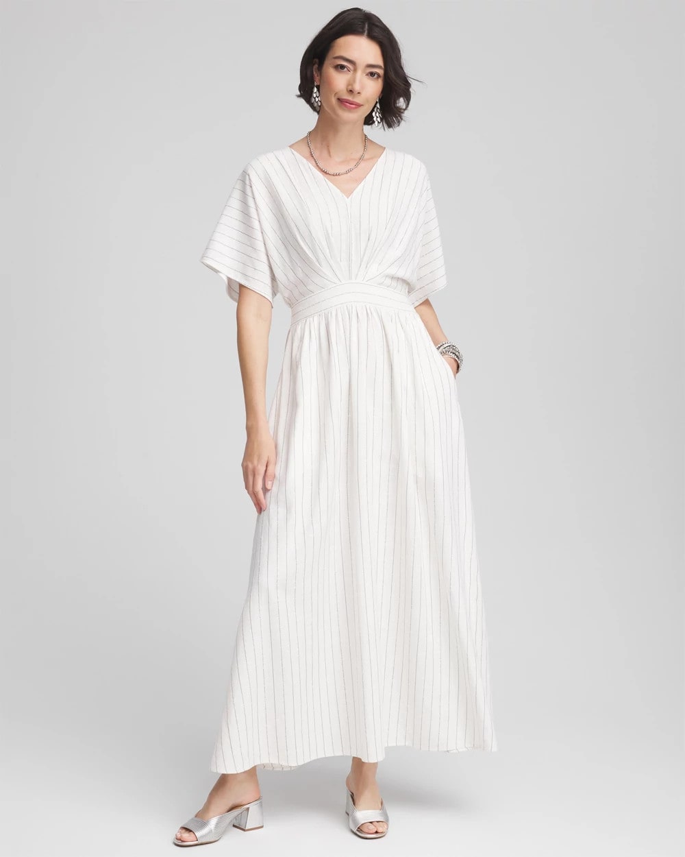 Chico's Metallic Striped Maxi Dress