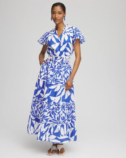 Chico's Petite Flutter Sleeved Maxi Dress