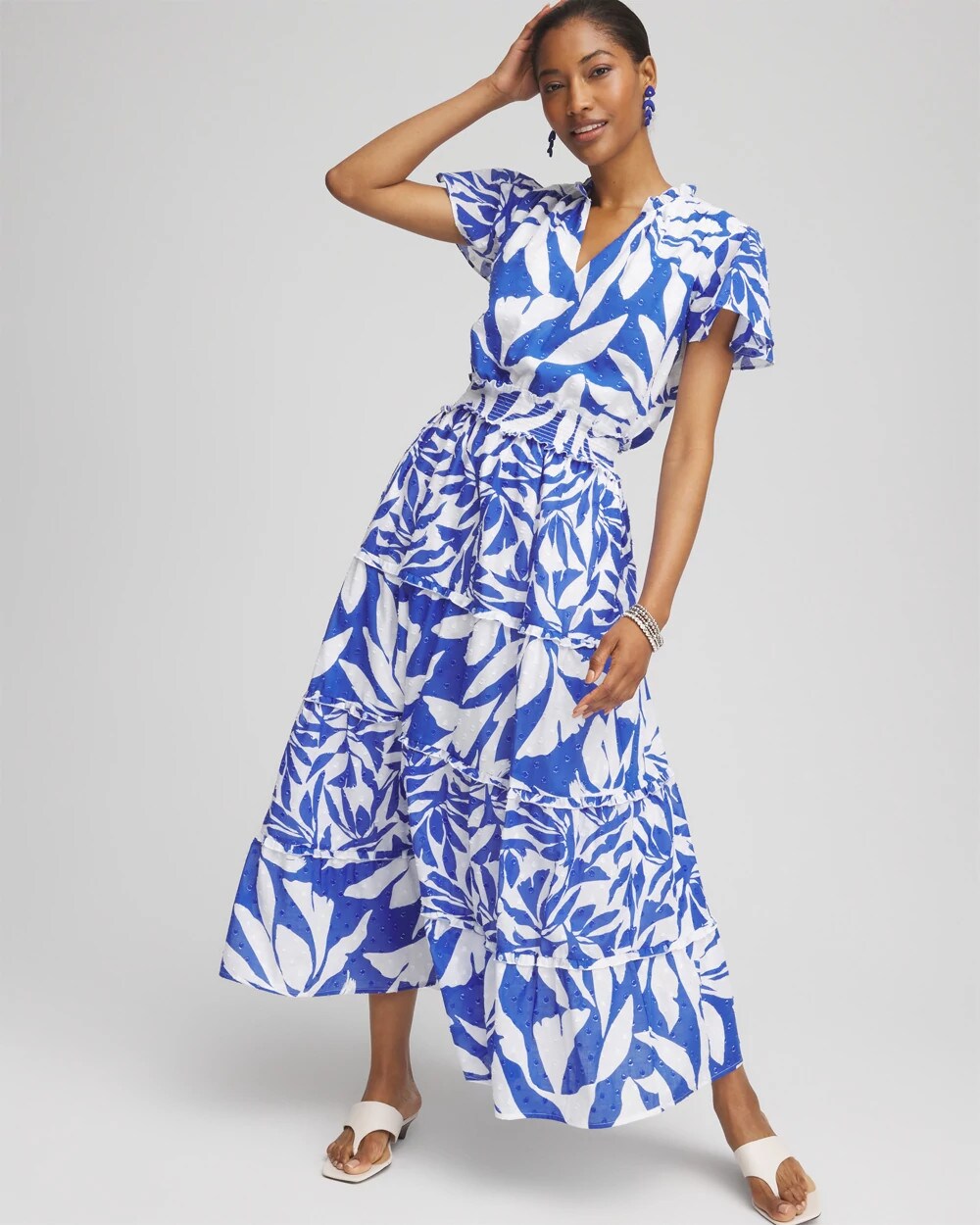 Chico's Petite Flutter Sleeved Maxi Dress