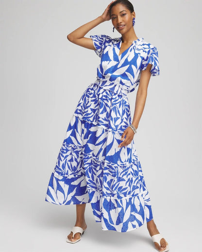Chico's Petite Flutter Sleeved Maxi Dress