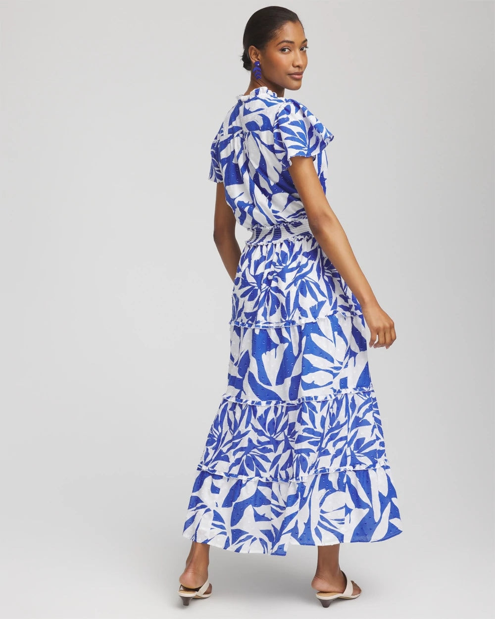 Chico's Petite Flutter Sleeved Maxi Dress
