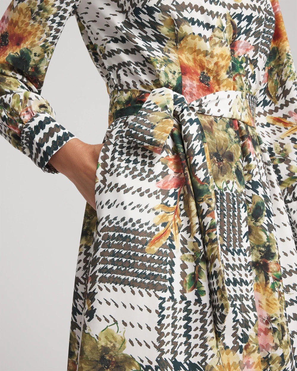 Chico's Petite Artisanal Floral Print Maxi Shirtdress