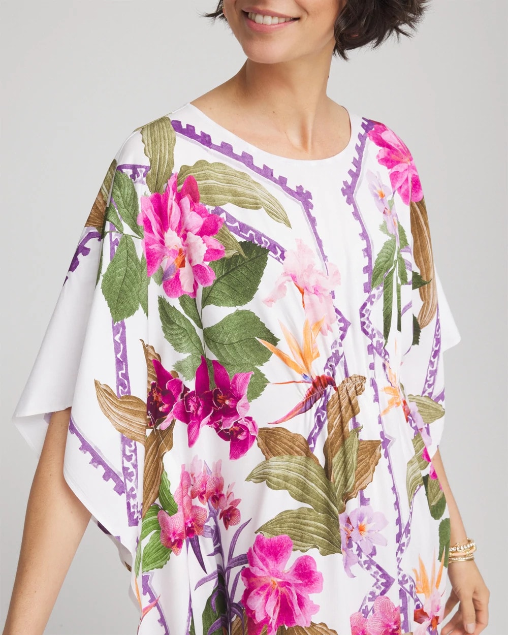 Chico's Petite Island Cinch-Waist Kaftan Dress