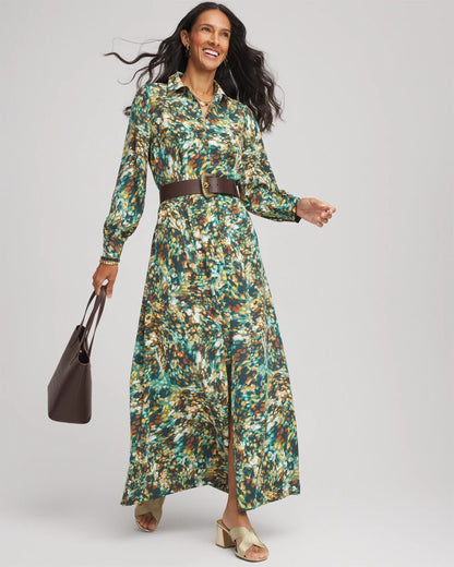 Chico's Petite Printed Long-Sleeved Shirtdress