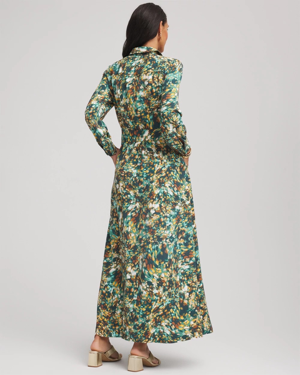 Chico's Petite Printed Long-Sleeved Shirtdress