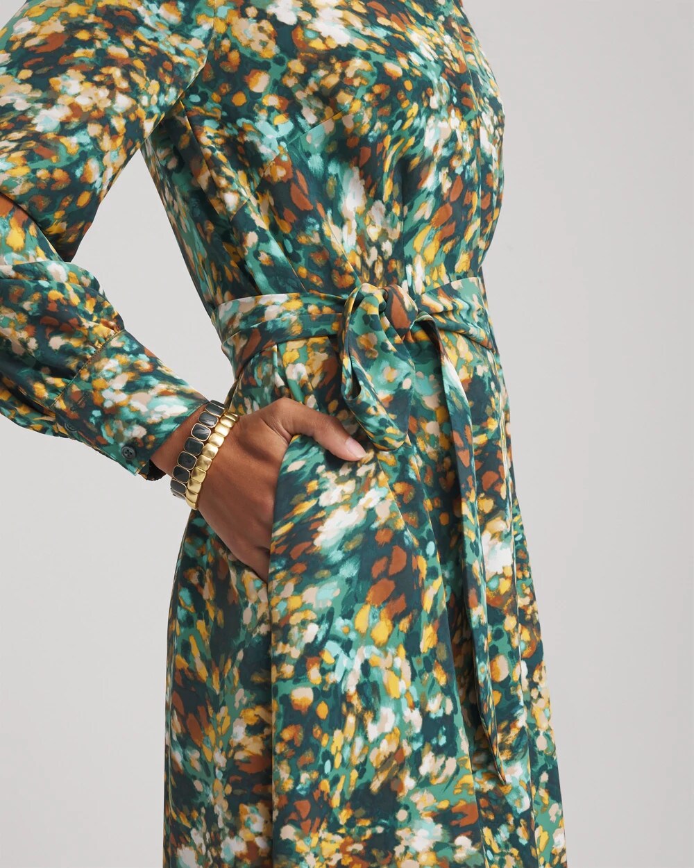 Chico's Petite Printed Long-Sleeved Shirtdress