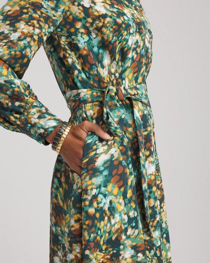 Chico's Petite Printed Long-Sleeved Shirtdress