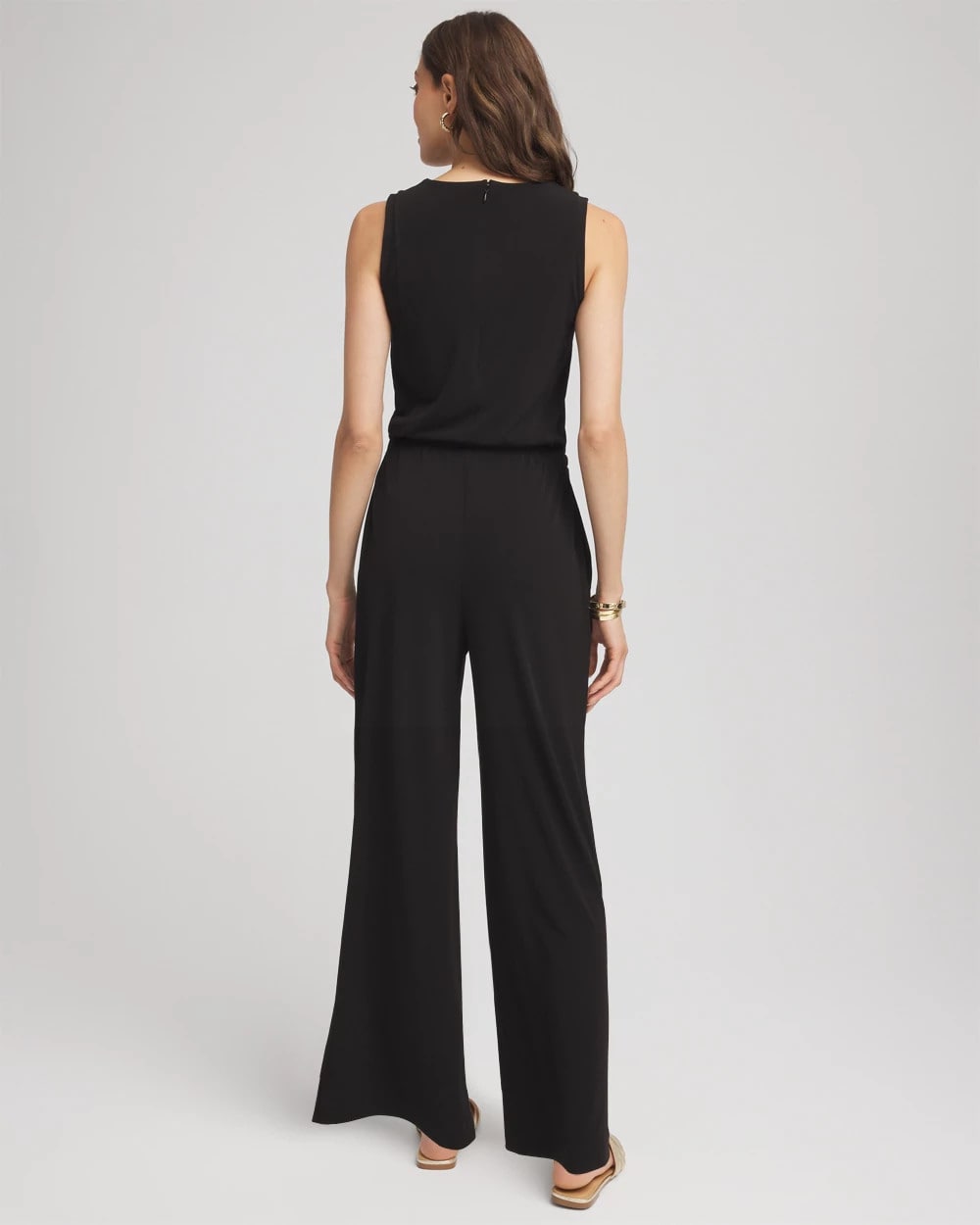 Chico's Petite Travelers™ Jersey Knit Chain-Trim Jumpsuit