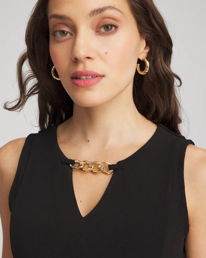 Chico's Petite Travelers™ Jersey Knit Chain-Trim Jumpsuit