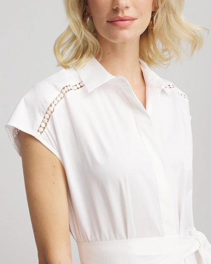 Chico's Petite Poplin Circle Trim Maxi Shirtdress