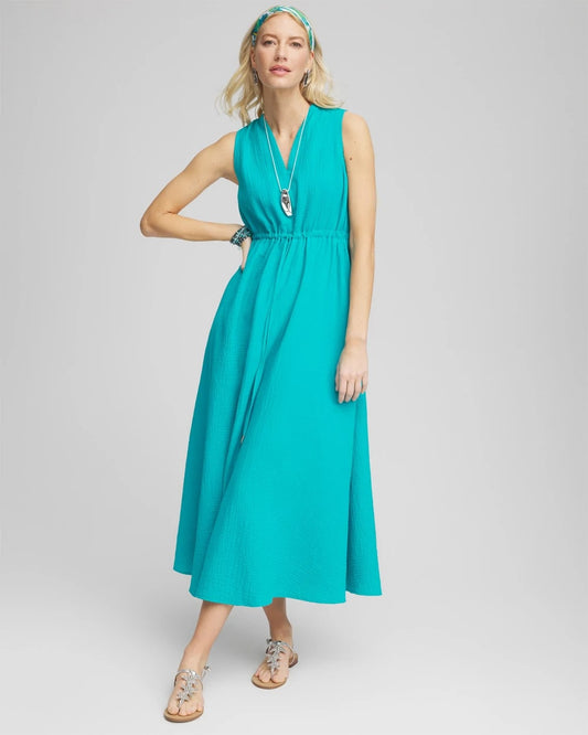 Chico's Petite Sleeveless Gauze Maxi Dress