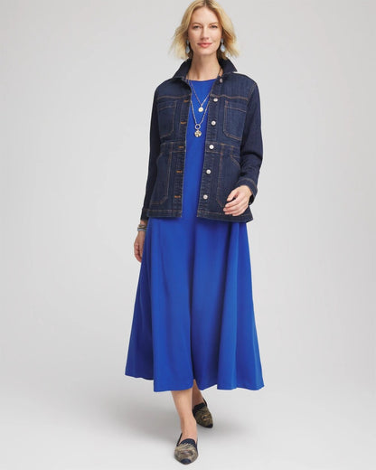 Chico's Petite Seamed Crepe Maxi Dress