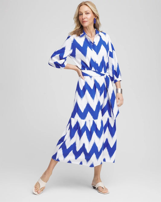 Chico's Petite Chevron Striped Shirtdress