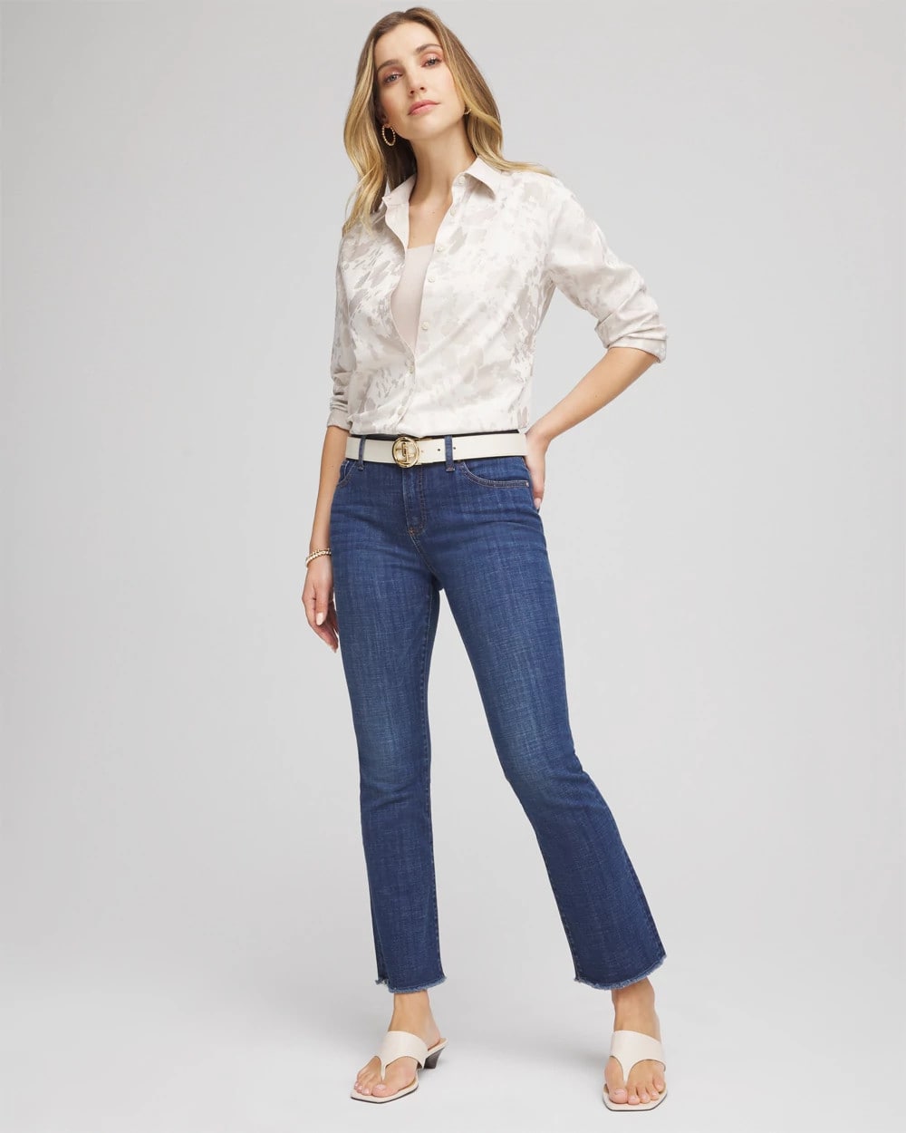 Chico's Petite Girlfriend Fray Hem Kick Flares