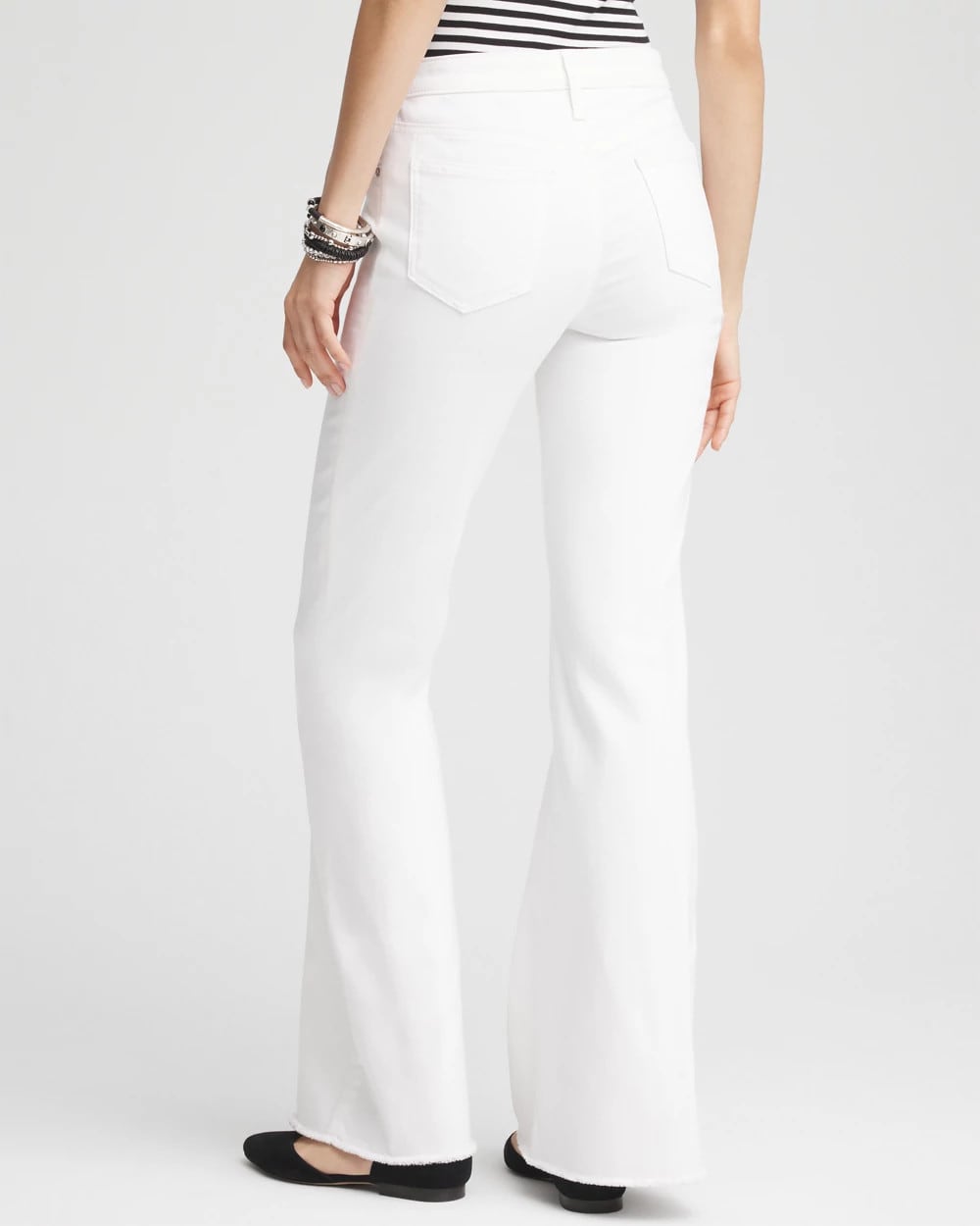 Chico's Petite Girlfriend No Stain Frayed Flared Jeans
